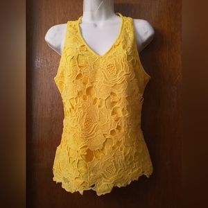 Day and Night Yellow Strapped Tank Embroidered Medium